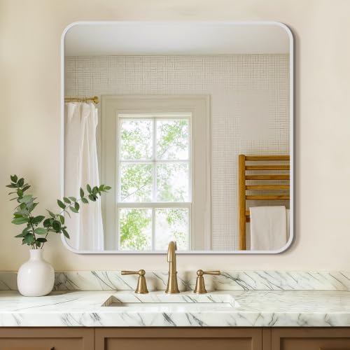 Vanity Bathroom Mirror, 30”x30” Silver Bathroom Mirror for Over Sink