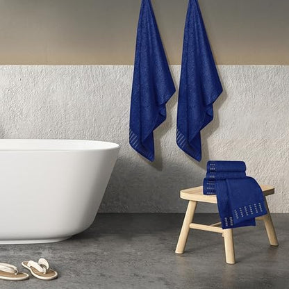 BELIZZI HOME Ultra Soft 6 Pack Cotton Towel Set, Contains 2 Bath Towels 28x55 inch, 2 Hand Towels 16x24 inch & 2 Wash Cloths 12x12 inch, Ideal Everyday use, Compact & Lightweight - Navy Blue