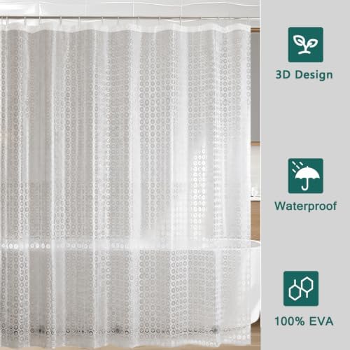 Shower Curtain Liner, 100% Waterproof Peva Shower Curtains with 3 Duty Heavy Bottom Magnets and 12 Rust Proof Grommets, 72x72 Weighted Shower Liner for Shower Stall, Bathtubs