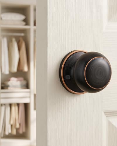 Haidms 1 Pack Oil Rubbed Bronze Door Knob Dummy, Half Bronze No-Turning Dummy Closet Doors Single-Sided Door Locks (2 Pieces/1 Pair)