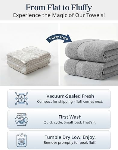 LANE LINEN Towel Set for Bathroom 6 Piece Soft Absorbent Quick Dry - Grey