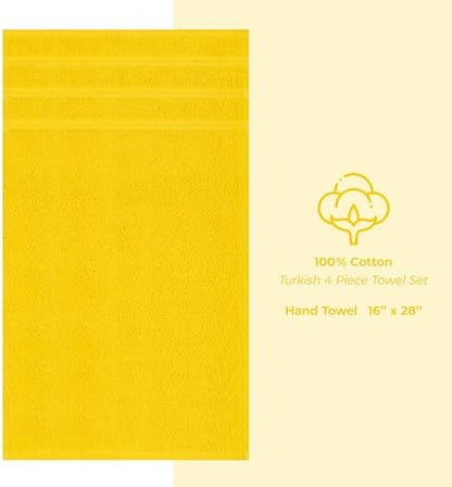 American Soft Linen 100% Cotton Luxury Turkish Towels, 4 PC Hand Towel Set