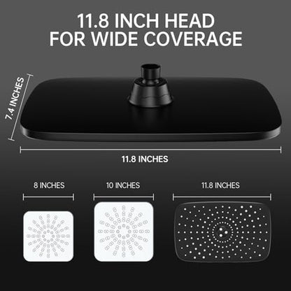 Veken 11.8“ Rain Shower Head with Handheld,Dual High Pressure Shower Heads