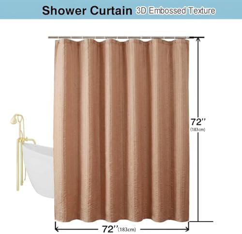 Aiyufeng Moga Coral Fabric Shower Curtains for Bathroom - Hotel Spa Polyester Cloth Bath Curtain with 12 Holes, 72x72, Machine Washable, Coral