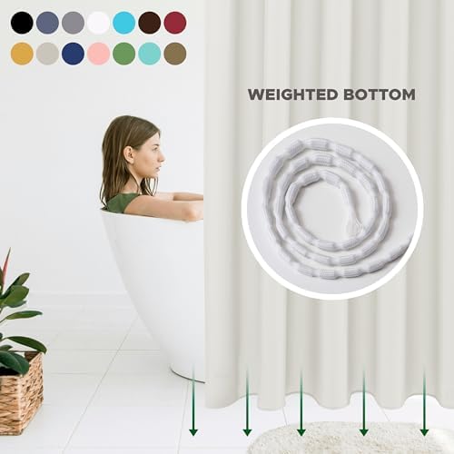 Fabric Shower Curtain Liner 72"W x 84"L-Ivory Extra Long Shower Liners