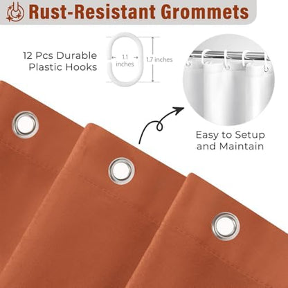 Seasonwood Orange Shower Curtain 72" W x 84" L,Dark Orange