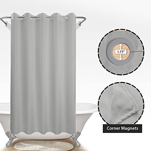 River Dream No Hook Long Shower Curtain or Liner Microfiber Grey, 71x80