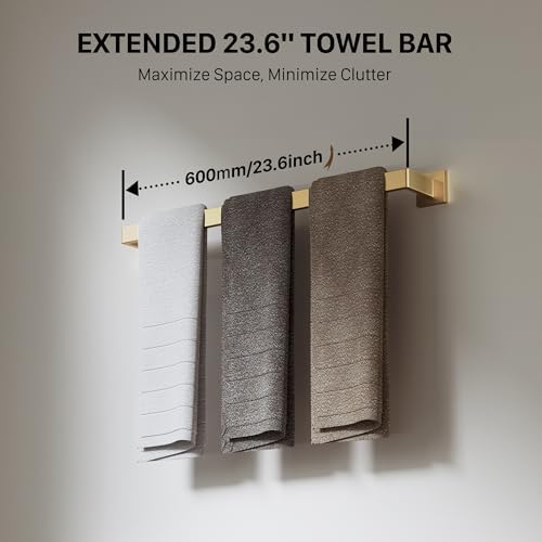 10-Piece 23.6 Inch Brushed Gold Bathroom Hardware Accessories Set