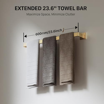 5-Piece 23.6 Inch Brushed Gold Bathroom Hardware Accessories Set