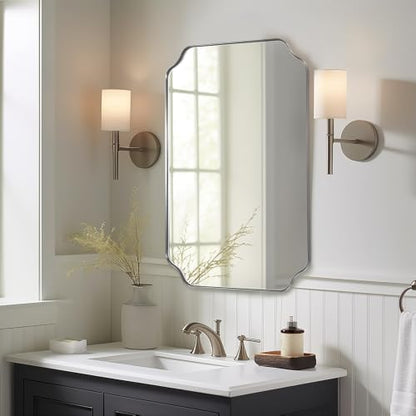 ANDY STAR 22"x30" Chrome Scalloped Mirrors for Bathroom Sink