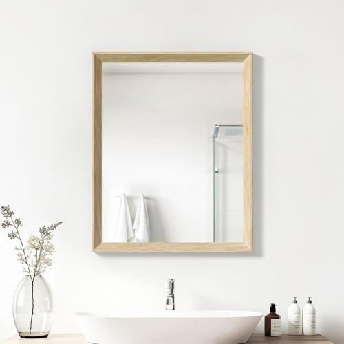 Oak Wood Effect Framed Wall Mirror, 24x32 Rectangle Mirror