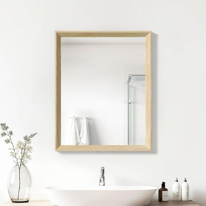 Oak Wood Effect Framed Wall Mirror, 24x32 Rectangle Mirror