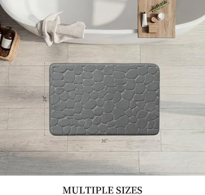 YIHOUSE Memory Foam Bath Mat Cobblestone Bathroom Rugs Super Water Absorbent Bath Mats for Bathroom Machine Washable Bath Rugs(24 x 36,Dark Gray)