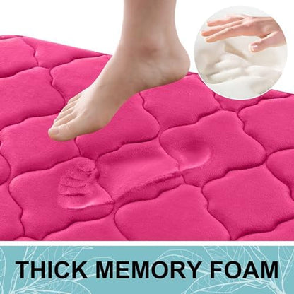 OLANLY Memory Foam Bath Mat Rug 30x20, Ultra Soft Bathroom Rugs, Deep Pink