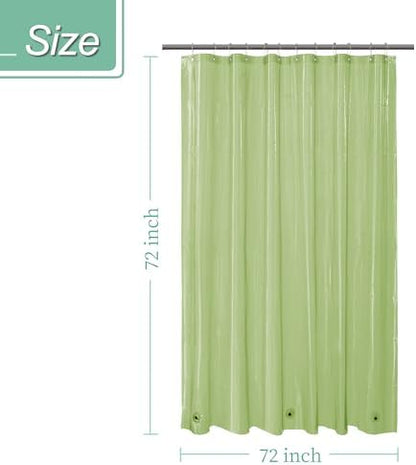 Mrs Awesome Clear Green Shower Curtain Liner with 3 Magnets, 72x72