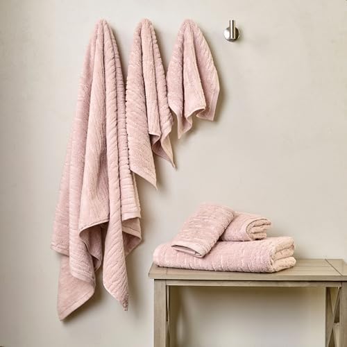 SKL Home CloudSoft Bath Towel, 100% Cotton Luxury, Blush Pink