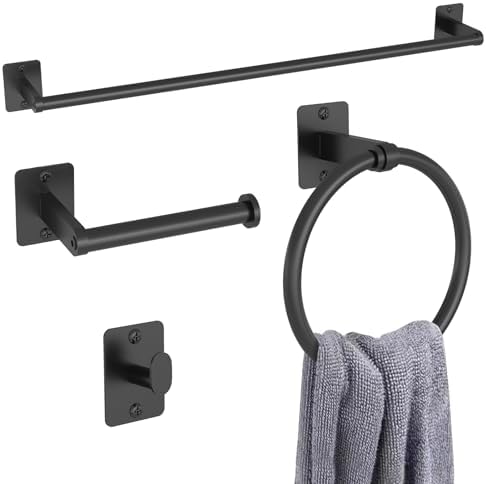 KLJKPA Black Bathroom Accessories Set, 4-Piece Bathroom Hardware Set