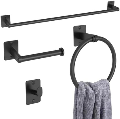 KLJKPA Black Bathroom Accessories Set, 4-Piece Bathroom Hardware Set