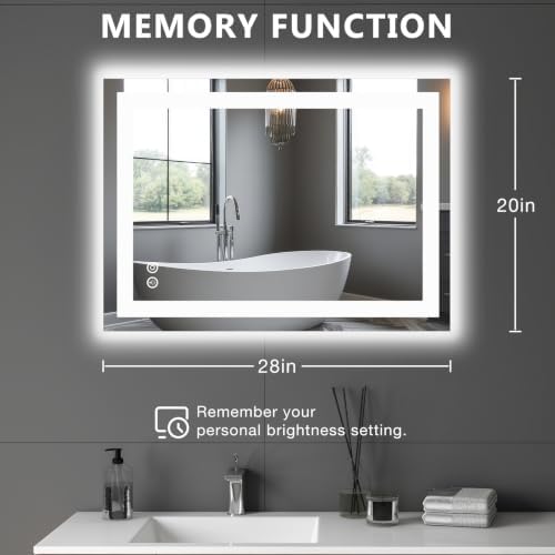 DUMOS 20"x28" LED Bathroom Mirror, Bathroom Vanity Mirror