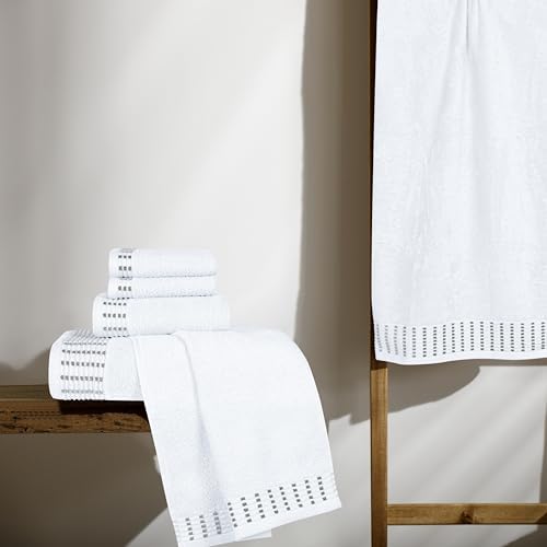 BELIZZI HOME Ultra Soft 6 Pack Cotton Towel Set, Contains 2 Bath Towels 28x55 inch, 2 Hand Towels 16x24 inch & 2 Wash Cloths 12x12 inch, Ideal Everyday use, Compact & Lightweight - White