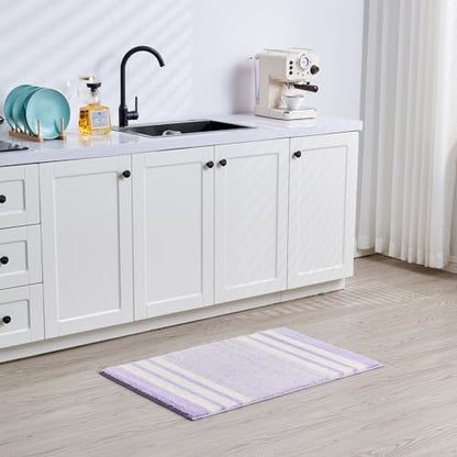CozeCube Purple Striped 24"x16" Non Slip Washable Bath Mat