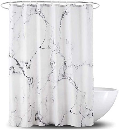 Marble Bathroom Shower Curtain,Grey and White Fabric Shower Curtain with Hooks,Unique 3D Printing,Decorative Bathroom Accessories,Water Proof,Reinforced Metal Grommets,Long 72x84 Inches
