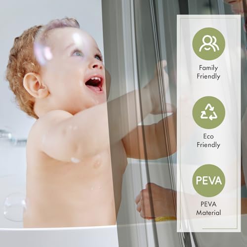 Amazer Shower Curtain Liner 72x72, Plastic Shower Liner PEVA Medium Weight Inside Shower Curtains for Bathroom with Rustproof Grommets, Clear Black