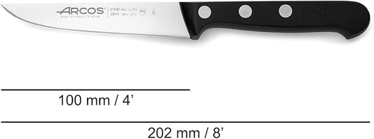Arcos Vegatable Knife 4 Inch Stainless Steel. Professional Vegetable Knife for Peeling Fruits and Vegetables. Ergonomic Polyoxymethylene Handle and 100 mm Blade. Series Universal. Color Black.