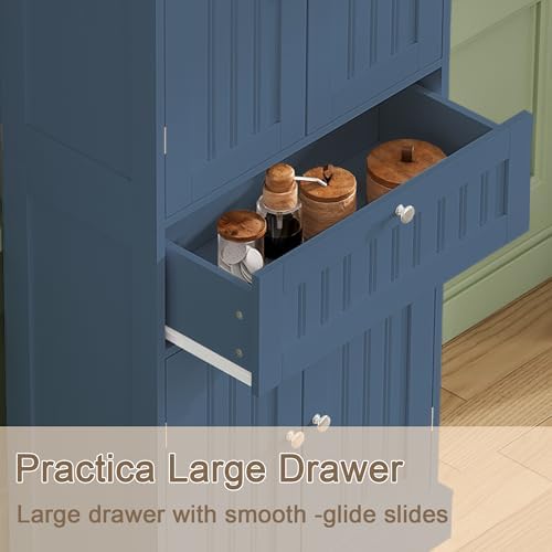 ChooChoo 51" H Bathroom Floor Cabinet with Drawer and Adjustable Shelves