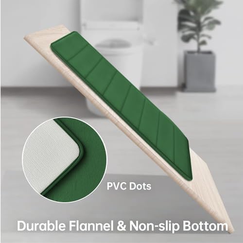 RUN HELIX Bath Mats for Bathroom Comfort Memory Foam Bath Rug Set 3 Piece Non-Slip Bathroom Mats,Absorbent Shaggy Rugs Super Soft U-Shaped Toilet Rug,Bathroo Carpets for Batoom,Tub,Shower,Dark Green