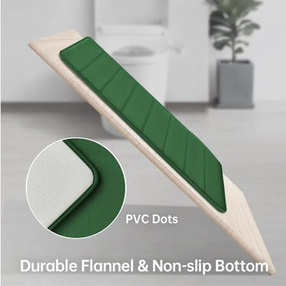 RUN HELIX Bath Mats for Bathroom Comfort Memory Foam Bath Rug Set 3 Piece Non-Slip Bathroom Mats,Absorbent Shaggy Rugs Super Soft U-Shaped Toilet Rug,Bathroo Carpets for Batoom,Tub,Shower,Dark Green