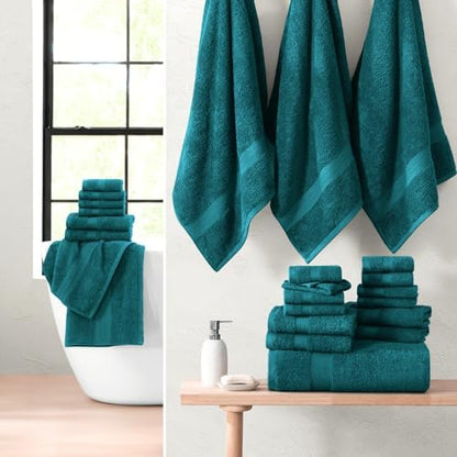 LANE LINEN Bath Towel Set 100% Cotton 24 Piece Soft Absorbent - Sea Port