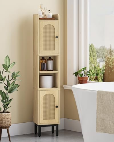 Hzuaneri Slim Bathroom Storage Cabinet, Narrow Bathroom Organizers,2 Doors