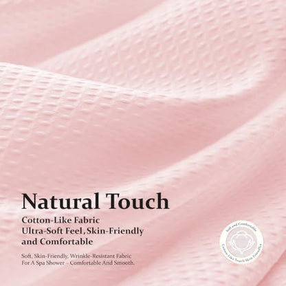 Dynamene Waffle Shower Curtain 256 GSM Heavy Duty Fabric 72"x72" Pink