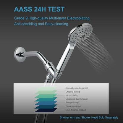 OFFO Shower Head Holder with Solid Metal Ball Joint for Handheld Shower Head, Adjustable Shower Arm Mount for Connecting Shower Arm and Shower Hose, 1/2 in IPS Female Inlet and Male Outlet, Chrome