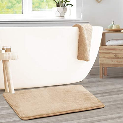 Clara Clark Bathroom Rugs, Velvet Memory Foam Bath Mat, Non-Slip, Machine Washable Bath Rugs - Dries Quickly, Ultra Soft Plush Bath Mats for Bathroom, 20 x 32, Cream