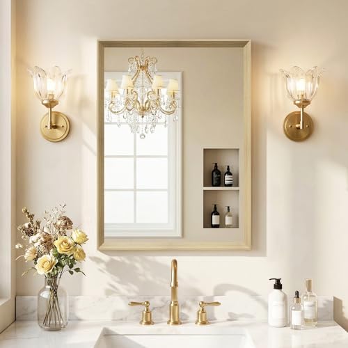 Oak Wood Effect Framed Wall Mirror, 22x30 Rectangle Mirror