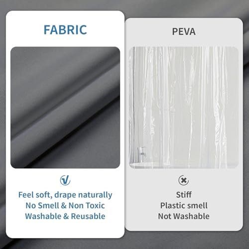 1 Pack Water-Repellent Fabric Shower Curtain Liner, 72x72 Grey