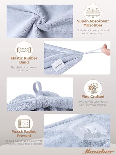 Hicober Microfiber Hair Towel Wrap, Fast Drying Hair Towels for Women, Soft Lightweight Quick Dry Turban for Curly & Long Hair–9 Pack(Blue/Grey/Pink)