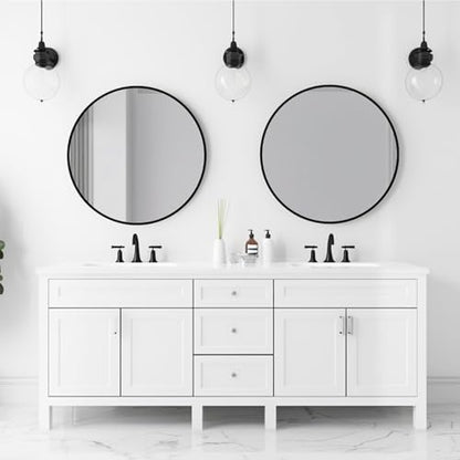 24 inch Black Circle Mirror, Round Mirror, Matte Black Metal Frame