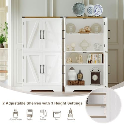Treocho Farmhouse Bathroom Floor Cabinet with Adjustable Shelves