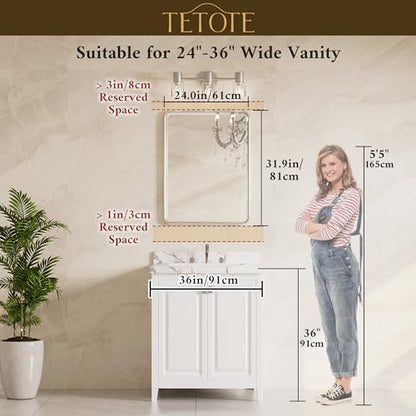 TETOTE Black Framed Vanity Mirror 24 x 32 Beveled Edge Tempered Glass, Rounded Corner Rectangle Bathroom Mirror for Over Sink for Modern Bathroom, Living Room, Bedroom, Entryway