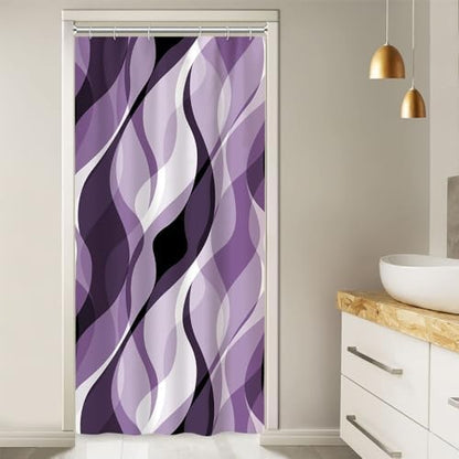 Purple Striped Stall Shower Curtain with Hooks, 36x72 Inch