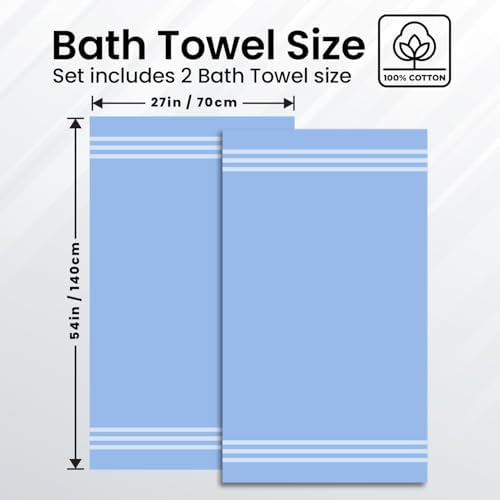 Infinitee Xclusives 100% Ring-Spun Cotton Bath Towels for Bathroom - Pack 2