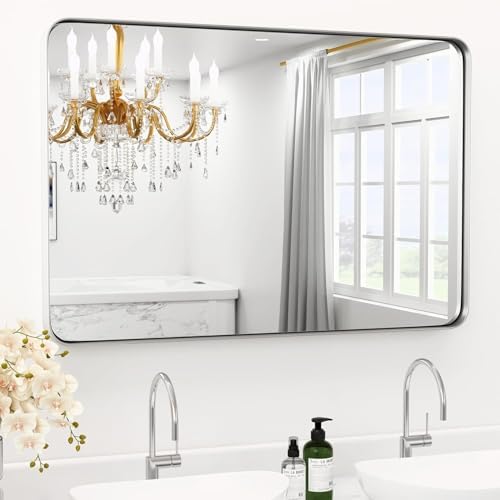 48 x 36 Brushed Nickel Bathroom Mirror for Over Sink,Aluminum Frame