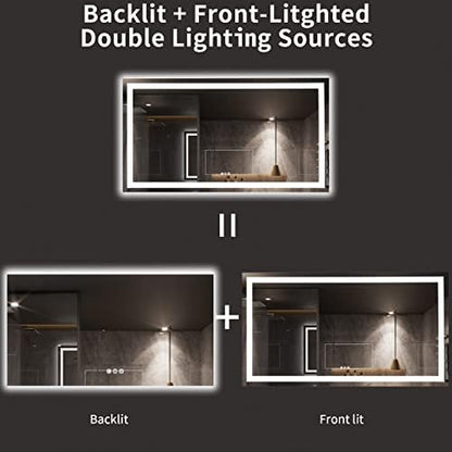 LOAAO 72X40 LED Bathroom Mirror with Lights, UL Listed