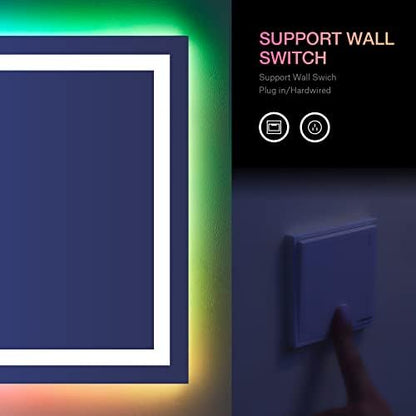 LOAAO 40"X32" RGB LED Bathroom Mirror with Lights, UL Listed