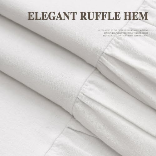 Farmhouse Shower Curtain Ruffle Linen White 72" W x 84" L