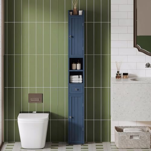 ChooChoo Narrow Bathroom Storage Cabinet with Adjustable Shelves and Drawer