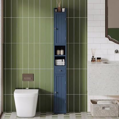 ChooChoo Narrow Bathroom Storage Cabinet with Adjustable Shelves and Drawer